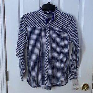 Boy's 12 Kitestrings blue/black button down shirt